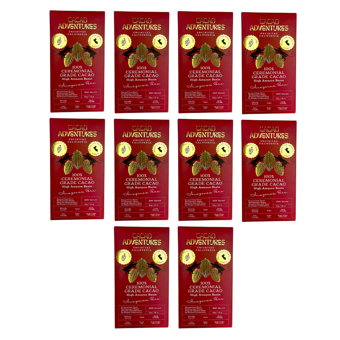 10 Pack - 100% Pure Ceremonial Grade Cacao Bars - Amazonas