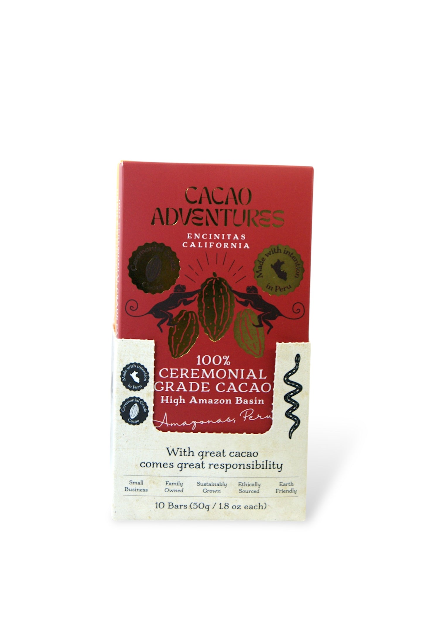 10 Pack - 100% Pure Ceremonial Grade Cacao Bars - Amazonas