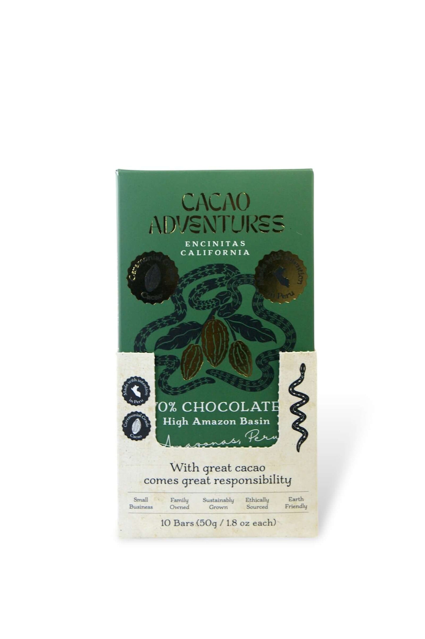 10 Pack - 70% Ceremonial Grade Cacao Bars - High-Amazon Basin